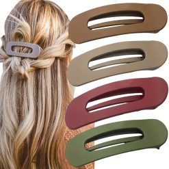 4-Piece Matte Solid Color Large Hair Clip Set