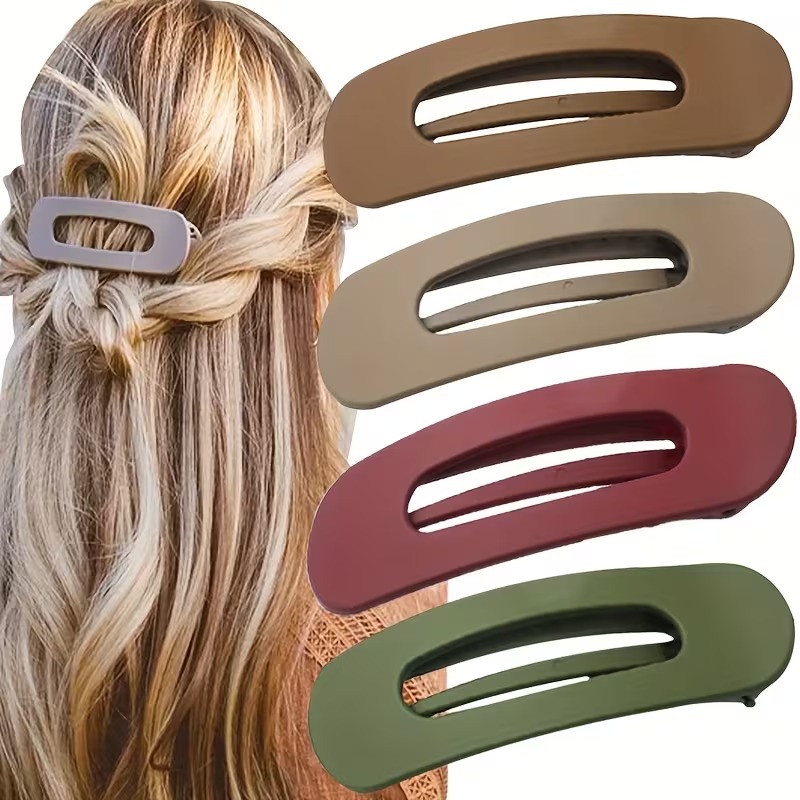 4-Piece Matte Solid Color Large Hair Clip Set