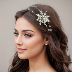 Silver Flower Rhinestone Metal Hairband